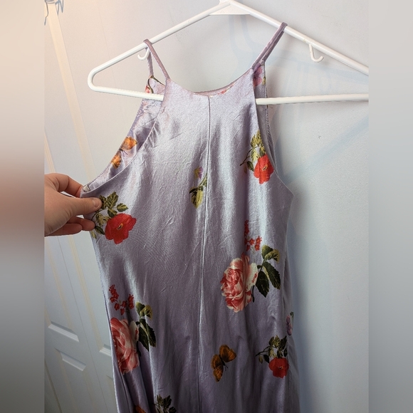 BEECHERS BROOK Size 4 Vintage Satin Effect Maxi Dress Lilac, Floral, Butterfly - Picture 8 of 11